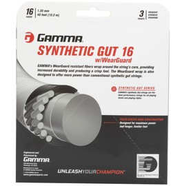 Gamma Synthetic Gut 16G Tennis String with Wearguard, White