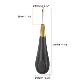 HARFINGTON Handwork Sewing Awl 2.96mm Rhombus Taper Stitch Leather Punch Hole Tool with Wooden Handle Scratch for Leather Craft Drilling Stitching Repair and DIY Handmade, Black