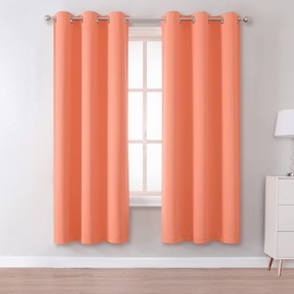DUALIFE Light Peach Coral Colored Curtains 63 Inches Long 2 Panels Set Thermal Insulated Grommet Room Darkening Curtain Panels for Girls Bedroom 42 W x 63 L Inch Orange Coral