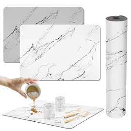 Ptazucv 2 Pack Dish Drying Mat For Kitchen Counter,24"x16" Coffee Mat，Absorbent Hide Stain Non-slip Rubber Backed，Easy Clean, Heat-resistant, Large Kitchen Drying Mat（White+Gray）