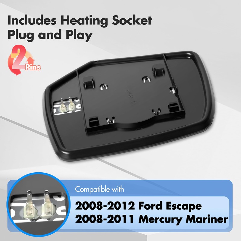 SNEMEEY Passenger Side Mirror Glass Replacement for Ford Escape 2008