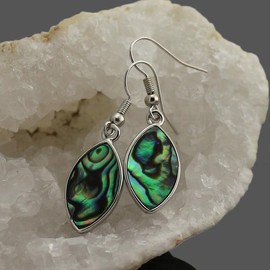 HZHRony Natural Stone Earrings Vintage Abalone Shell Jewelry Dangling Earrings for Women Unique Healing Gemstone Dangle Drop Earrings