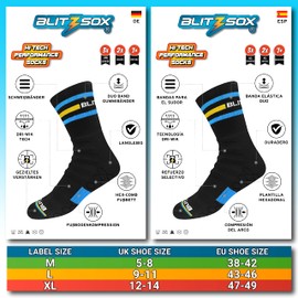 BLITZSOX Hi-Tech Performance Athletic Crew Length Socks for Men Women (Running, Tennis, Workouts & Fitness Training), Pack of 3UK Size: 12-14