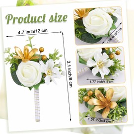 B-COOL Wedding White Boutonniere Kit Rose - White Corsage Bouquet Set of 8 pcs Artificial Eucalyptus for Groomsmen Prom Bride Beautiful Boutonnieres Supplies Flower