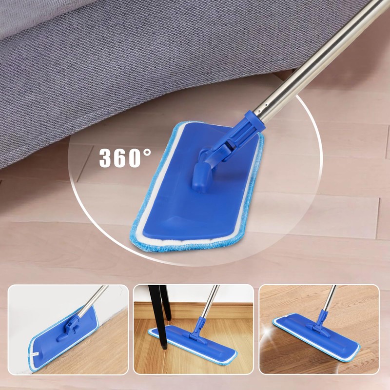17.5" Professional Microfiber Floor Cleaning Mop, Flat Mop with Stainless