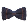 Navy Brown Line Knit Bow Tie bt00098