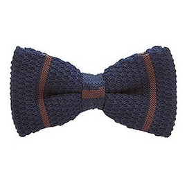 Navy Brown Line Knit Bow Tie bt00098