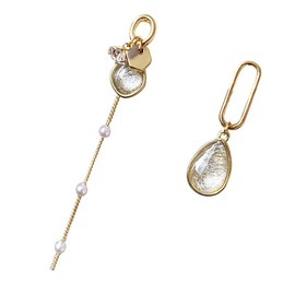 OATIPHO Chic Asymmetrical Pearl Crystal Earrings Fashionable Decorative Ear Jewelry for Women Perfect Present