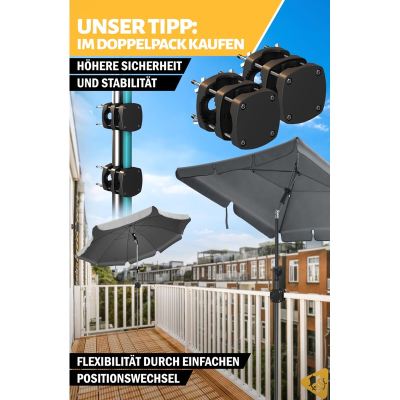 Menz Parasol Holder Balcony Railing - Compact Umbrella Holder Balcony