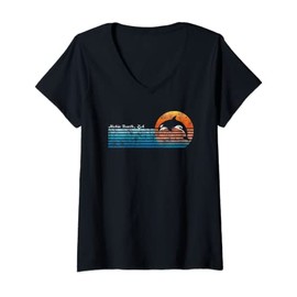 Womens Vintage Hobie Beach, South Africa Retro 80s Orka Sunset V-Neck T-Shirt