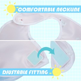 Little Dimsum Baby Bib Feeding Bibs Waterproof Drool Bib Coverall 3 PCS Set Adjustable Closure for Babies Toddlers with Large Pocket (Girls)