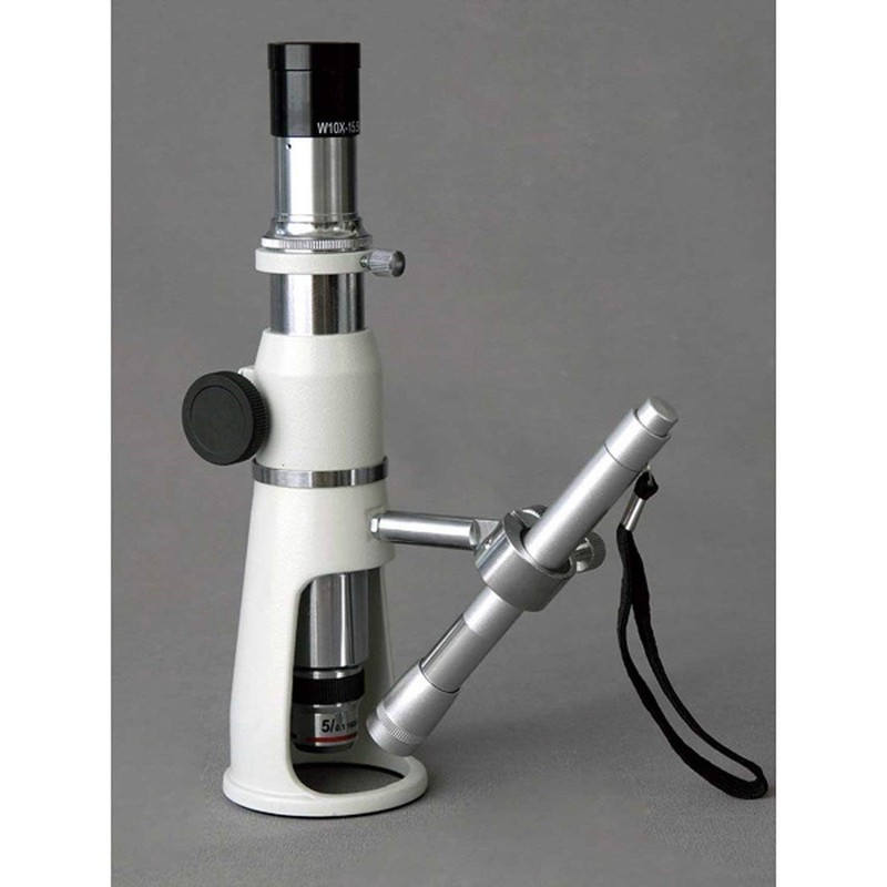 AmScope H100 Handheld Stand Measuring Microscope, 100x Magnification, 17mm Field