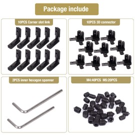 20Pcs 2020 Aluminum Extrusion Connectors 3-Way End Corner Bracket Connector Black T Slot L-Shape Interior Corner Joint Bracket for Aluminum Extrusion Profile Slot Connector Set 6mm with Screws&Wrench