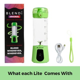 BLENDi Lite Portable Blender (17oz) – USB Rechargeable, Powerful 70W Motor for Smoothies, Protein Shakes & More – Compact, Travel-Friendly & BPA-Free (Lime)