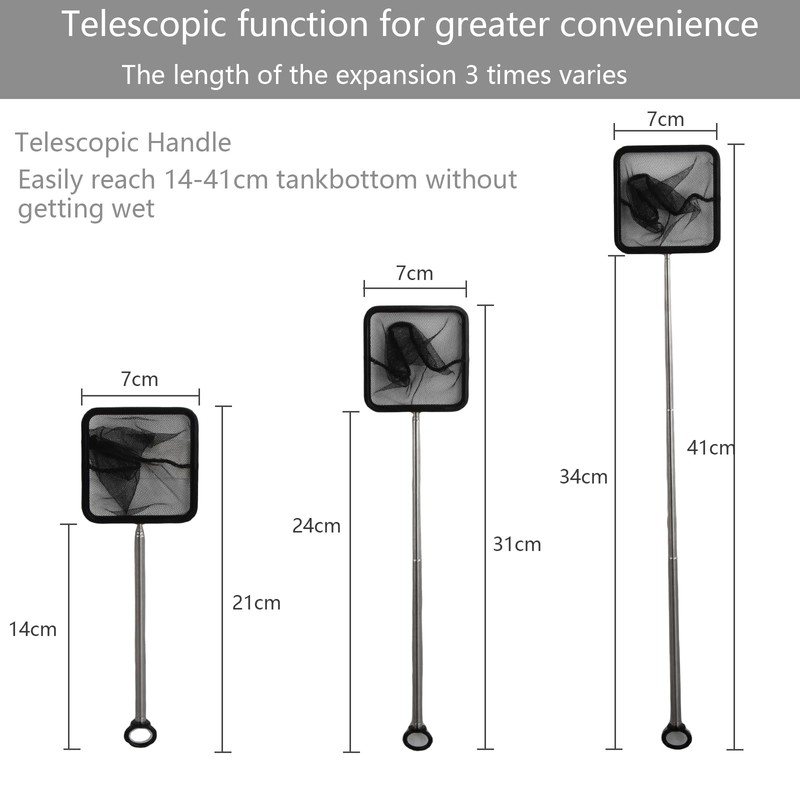 Vesaneae Telescopic Fish Net, Durable Square Fine Mesh Aqurium Net