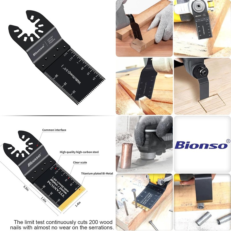 Bionso 120PCS Oscillating Tool Blade, Professional Universal Titanium Multitool Blades