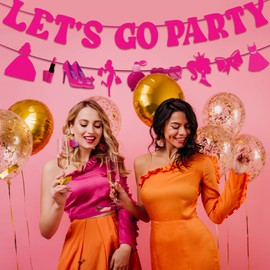 Generic Let's Go Party Hot Pink Banner for Bachelorette Party Decorations, Princess Banners - 10 Ft
