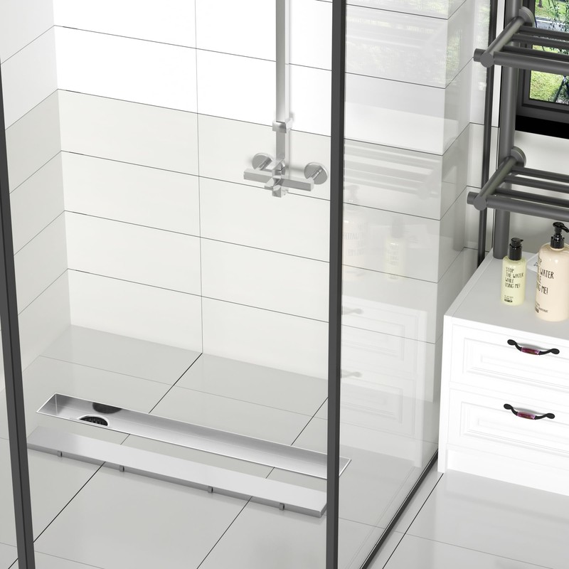 Neodrain 18-Inch Offset Linear Shower Drain with Tile Insert Grate