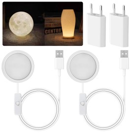 Pack of 2 3D Printer LED Lamp Kit, Night Light Models with 3 Types Light, 3D Printer Creative Model Lighting with 1.5 m USB Adapter & Charging Head, for Lab A1/A1mini/P1S/P1P/X1C (White)