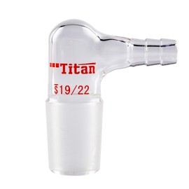Adamas-Beta Glass 90 Degree Vacuum/Gas Adapter, Borosilicate Glass Bent Inlet Adapter with 19/22 Inner Joint and Hose for Laboratory Lab Supply