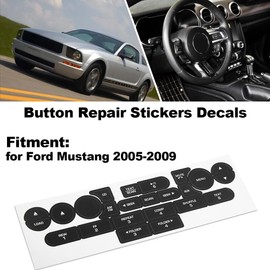 Car Front Radio Stereo Button Repair Stickers Decals Waterproof Car Interior Trim Replacement Accessory Radio Stereo for Ford for Mustang 2005-2009(Black)