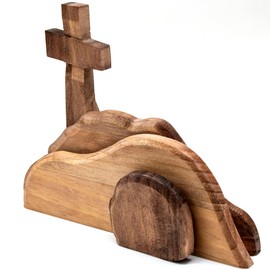 Easter Wooden Empty Tomb Table Decorations Easter Resurrection Scene Decorations Religious Cross Jesus Tomb Tray Nativity Set Tabletop Decor Wooden Table Centrepieces Party Home Office Supplies Signs