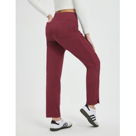 baleaf Women's Fleece Lined Pants Winter Warm Water Resistant Thermal Travel Work Hiking Cold Weather Golf Gear Pockets Stretch Wine Red M