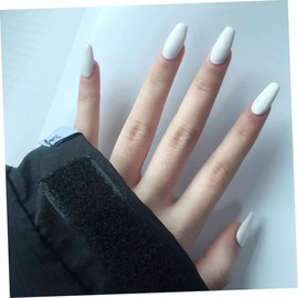 WOONEKY Wearing Removable Art False Nails 24pcs White Ballerina Nail Tips Full Cover Fingernails Matte Manicure Sticker Kit for Parties Gifting