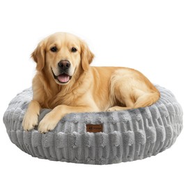 ShinHye Cat Bed - Washable Donut Bed for Cats and Small Dogs, Calming Round Pet Bed with Non-Slip Bottom, Indoor Comfort for Puppy & Kitten(ZJ-Grey-32x32)