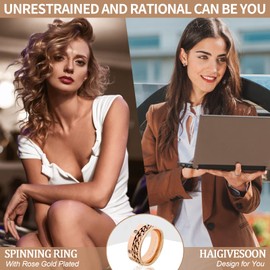 Haigivesoon Fidget Ring,Anxiety Ring Spinner Ring Fidget Rings for Anxiety with Rose Gold Plated and Cubic Zirconia,Stress Relief Gifts for Women Men Daughter (Rose Gold, 7)