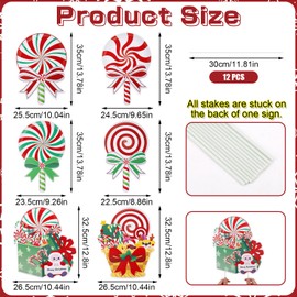 6pcs Candy Christmas Decorations Outdoor Yard Signs, Plastic Peppermint Christmas Candy Yard Signs with Stakes Christmas Yard Signs Christmas Decorations for Outdoor Lawn Yard Garden