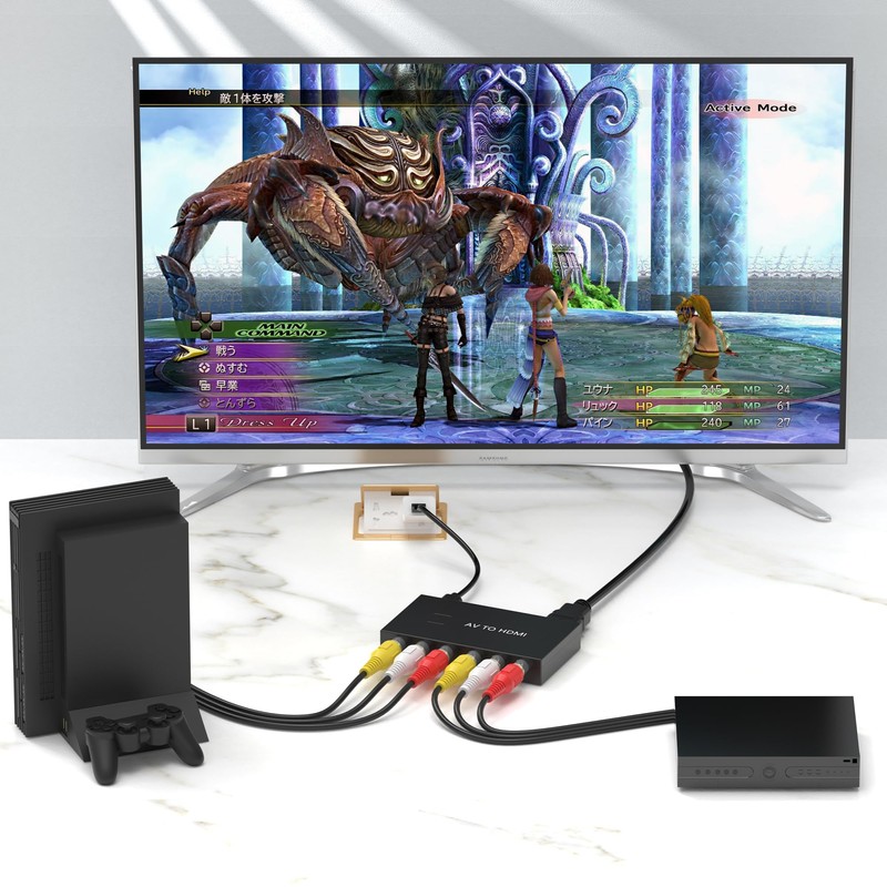 Uzifhdhi 2 Port RCA to HDMI Converter, AV to HDMI