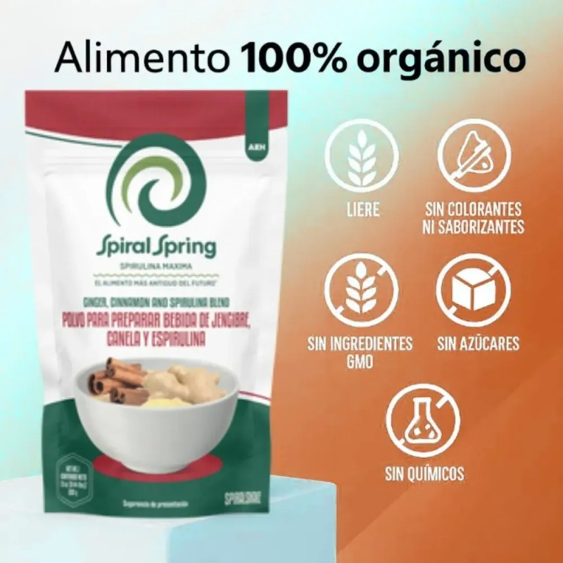 Alga Spirulina + Canela + Jengibre 2 Bolsas De 200grs