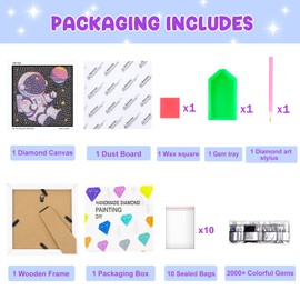 Nardoll Diamond Art Kits with Wooden Frame - Crafts for Girls - Diamond Art Painting Dots Paint by Number - Arts and Crafts - GEM Art for Adult Beginners Home Wall Decor