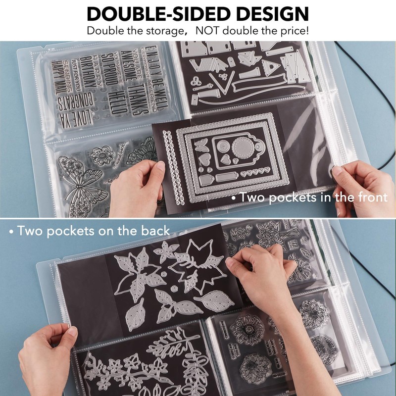 OTCRAFT 20 Pages80 Pockets /2Set Large Clear Sticker Photo Storage