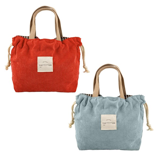 Framendino, 2 Pack Drawstring Bento Lunch Bags Reusable Japanese Style