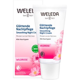 WELEDA Organic Wild Rose Smoothing Night Cream, Rich Cream for Regeneration, Recovery and Protection of the Skin when Sleeping, Natural Cosmetics with Natural Nutrients (1 x 30 ml)