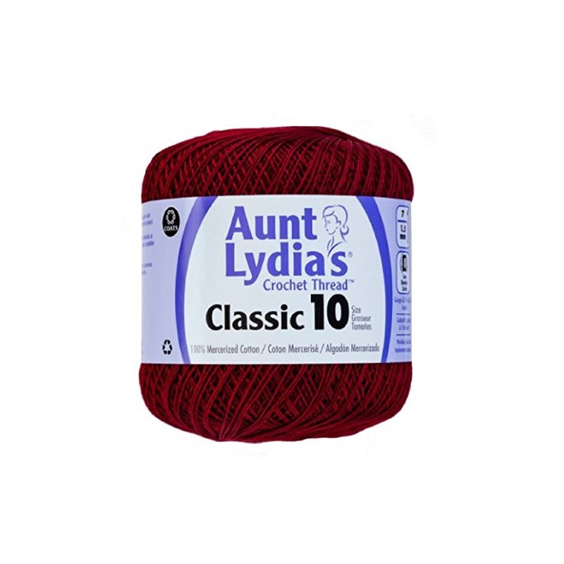 Coats Crochet Aunt Lydia's Crochet Hilo, Algodón Classic SIze 10,