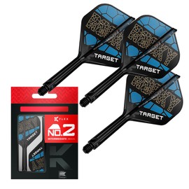 TARGET Darts Josh Rock K Flex Flights and Shaft System, No.2 | Pack of 3 Kflex All In One Flights, Player Edition Darts Accessories | K-Flex Dart Stem Intermediate (26mm)