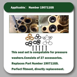 Pressure Washer Seal Kit Set Compatible with 190595GS（27 Piece）