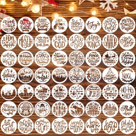 Small Christmas Stencils for Painting 3inch Christmas Words Stencils for Crafts Reusable Holiday Drawing Stencil Templates for Painting on Wood Slice Tier Tray Christmas Tree Gift Tag Decor