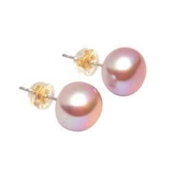 Giant Tomato Freshwater Pearl Stud Earrings Real Pearl Studs 4 Colors 6mm 8mm 10mm, Silver, Pearl