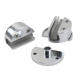 Saddgo Glass Door Hinges No Drilling Zinc Alloy Glass Single Clamp Hinge for Bathroom Kitchen Cabinet Shower Doors Modern, Contemporary, Industrial Silver Finish