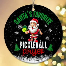 Sportyzen 2024 Christmas Ornament - Santa's Favorite Pickleball Player Ceramic Ornament, Tree Decor Gifts for Picklebal Player, Gift-Ready Keepsake for Pickleball Enthusiasts, Family, Friends