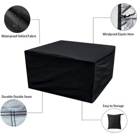 UCARE Outdoor Patio Furniture Cover, Waterproof Table and Chair Cover, Wind and Dustproof Square Desk Covers for Garden Furniture Sets, Black (170 x 94 x 70 cm)