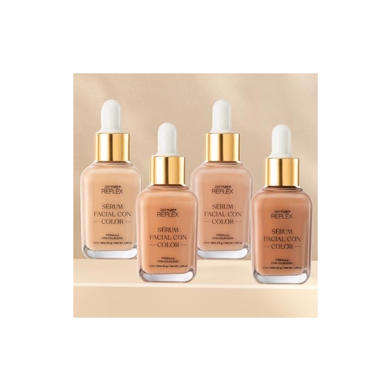 Serúm Facial con Color y Colágeno, Color Nuez Fórmula con