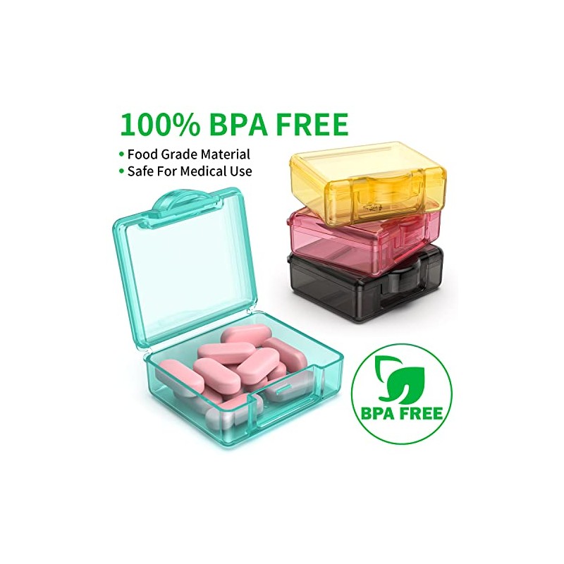 TecQach Small Pill Box 4 pcs,Cute Travel Pill Organizer Case