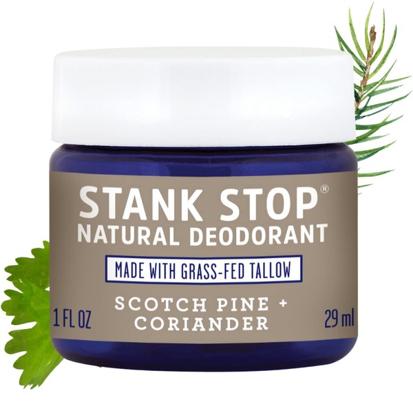 FATCO Stank Stop All Natural Deodorant Cream in a Jar with Tallow and Organic Coconut Oil – Scotch Pine + Coriander (1 oz)