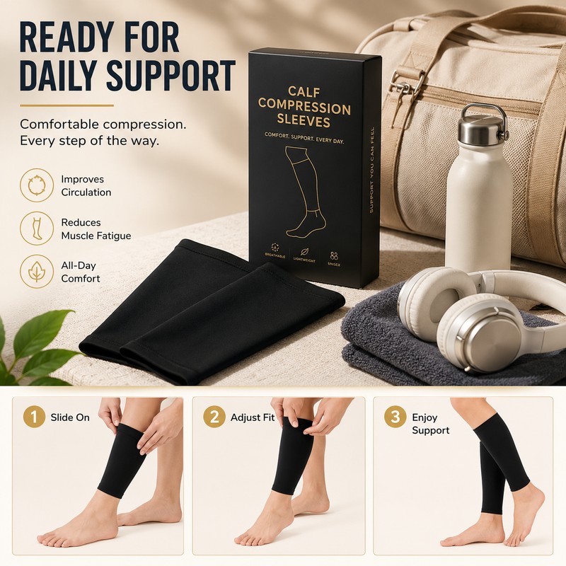 30–40 mmHg Calf Compression Sleeves for Men & Women –