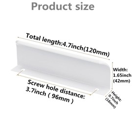 SYZOW 6 Pack White Cabinet Pulls Kitchen Cabinet Hardware Cabinet- Edge Finger Tab Pull White Pull Hidden Drawer Handles 96mm Hole Centers